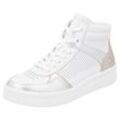 Plateausneaker REMONTE, Damen, Gr. 36, weiß, silberfarben, goldfarben, Leder, Lederimitat, kontrastfarbene Details, sportlich, Schuhe, Freizeitschuh, Schnürschuh, High Top-Sneaker mit Kontrastbesatz