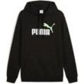 Kapuzensweatshirt PUMA "ESS 2 COLOR NO. 1 LOGO HOODIE TR", Herren, Gr. XXL, puma schwarz, spring fern, Sweatware, Obermaterial: 68% Baumwolle, 32% Polyester, bedruckt, sportlich, regular fit normal, Langarm, Sweatshirts