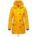 Winterjacke NAVAHOO "Freezestoorm", Damen, Gr. XS (34), gelb, Oberstoff: 70% Baumwolle, 30% Nylon, Futter: 100% Polyester, Wattierung: 100% Polyester, Ärmelfutter: 100% Polyester, modisch, figurbetont Po-bedeckend, hoch geschlossener Ausschnitt, Langarm Ärmel ohne Ärmelschlitz Rippstrickbündchen, Jacken, Warm gefütterter Damen Wintermantel