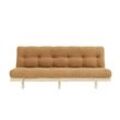 Schlafsofa KARUP DESIGN "Lean 200 Schlafsofa, Gästebett, Sofa mit Futonmatratze", braun (fudge braun), B:200cm H:73cm T:100cm, Bezug: 100% Polyester, Sofas, Inkl. Futonmatratze, Liegefläche 130x200 cm, FSC zertifizierte Kiefer