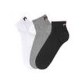 Kurzsocken FILA, Damen, Gr. 35-38, schwarz (schwarz, grau, weiß), Polyester, Baumwolle, Elasthan, unifarben, bedruckt, elastisch, Socken, mit Logostickerei