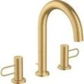 hansgrohe Axor Uno 3-Loch-Waschtischarmatur 38054250 Ausladung 173mm, mit Bügelgriffen, Zugstangen-Ablaufgarnitur, brushed gold optic