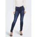 Skinny-fit-Jeans ONLY "ONLWAUW MID SK DNM BJ581 NOOS", Damen, Gr. S (36), Länge 30, blau (dunkelblau denim), Denim/Jeans, Obermaterial: 64% Baumwolle, 31% Polyester, 3% Viskose, 2% Elasthan, Abriebeffekte, casual, skinny fit, Jeans