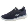 Sneaker SKECHERS "FLEX APPEAL 4.0 BRILLINAT VIEW", Damen, Gr. 35, blau (navy), Textil, Lederimitat, sportlich, Schuhe, Freizeitschuh, Halbschuh, Schnürschuh mit Air Cooled Memory Foam