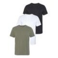 T-Shirt AJC, Herren, Gr. S (44/46), bunt (weiß, schwarz, oliv), Single Jersey, Obermaterial: 100% Baumwolle, unifarben, Basic, regular fit, Rundhals, Kurzarm abgesteppt, Shirts, lockere Passform, Basic-Stil