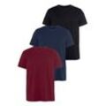 T-Shirt AJC, Herren, Gr. S (44/46), bunt (bordeaux, marine, schwarz), Single Jersey, Obermaterial: 100% Baumwolle, unifarben, Basic, regular fit, Rundhals, Kurzarm abgesteppt, Shirts, lockere Passform, Basic-Stil