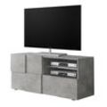 Lowboard INOSIGN "Dama Breite 121 cm, TV-Board 1 Tür, 1 Schubkasten, TV-Schrank", grau (beton, optik), Sideboards, Front in 3D-Optik, grifflos, verschiedene Farben