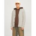 Strickjacke JACK & JONES "JJEEMIL KNIT BUTTON CARDIGAN NOOS", Herren, Gr. L, beige (oatmeal detail:melange), Strick, Obermaterial: 60% Baumwolle, 20% Nylon, 20% Viskose, meliert, modisch, tiefer V-Ausschnitt, Langarm Bündchen, Strickjacken