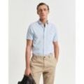 Kurzarmhemd GANT "REG COTTON LINEN SS SHIRT", Herren, Gr. XL, N-Gr, blau (fresh blau), Web, Obermaterial: 55% Leinen, 45% Baumwolle, casual, regular fit, Kurzarm, Hemden
