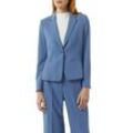 Kurzblazer COMMA, Damen, Gr. 36, blau, Web, Obermaterial: 73% Polyester, 20% Viskose, 7% Elasthan. Futter: 100% Polyester, unifarben, casual, tailliert kurz, tiefer V-Ausschnitt, Langarm 1-Knopf-Manschette, Blazer, mit Reverskragen