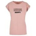 T-Shirt MERCHCODE "Merchcode Damen Ladies Never Too Late Extended Shoulder Tee", Herren, Gr. XS, rosa (duskrose), 100% Baumwolle, bedruckt, casual, normal, Rundhals, Kurzarm, Shirts