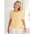 Rundhalspullover CLASSIC BASICS "Pullover", Damen, Gr. 38, gelb (vanille), 100% Polyacryl, unifarben, Kurzarm, Pullover