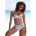 Bügel-Bandeau-Bikini-Top VENICE BEACH "Caru", Damen, Gr. 36, Cup D, blau (hellblau, bedruckt), Recycling-Polyamid, bedruckt, Bikini-Oberteile, mit modernem Allover-Print