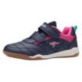 Sneaker KANGAROOS "Backyard 2.0 V", Gr. 25, blau (dk navy, daisy pink), Synthetik, Textil, sportlich, Schuhe, Indoorschuh, Hallenschuh