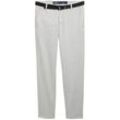 TOM TAILOR DENIM Herren Regular Fit Chino Hose mit Gürtel, grau, Uni, Gr. 32/32