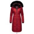 Wintermantel NAVAHOO "Umay", Damen, Gr. S (36), rot (dunkelrot), Oberstoff: 100% Polyester, Futter: 100% Polyester, Wattierung: 100% Polyester, Ärmelfutter: 100% Polyester, Kunstpelz: 90% Polyacryl, 10% Polyester, modisch, tailliert ca. Mitte Knie, Langarm Ärmel ohne Ärmelschlitz normaler Saum, Mäntel, langer Damen Winter Steppmantel mit Kunstfellkapuze