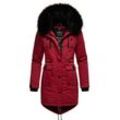 Wintermantel NAVAHOO "Luluna Prc", Damen, Gr. S (36), rot (blutrot), Oberstoff: 100% Polyester, Futter: 100% Polyester, Wattierung: 100% Polyester, Ärmelfutter: 100% Polyester, Kunstpelz: 90% Polyacryl, 10% Polyester, modisch, figurbetont Po-bedeckend, Langarm Ärmel ohne Ärmelschlitz Rippstrickbündchen mit Knöpfen, Mäntel, edler Parka mit großer Kunstfellkapuze