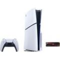 PLAYSTATION 5 Spielekonsole "Disk Edition (Slim) + Samsung 990 PRO Heatsink interne SSD 2TB", schwarz-weiß (weiß, schwarz), B:35,8cm H:9,6cm T:21,6cm, Spielekonsolen, PlayStation5