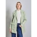 Outdoorjacke STREET ONE, Damen, Gr. 42, light mint grün, Web, Obermaterial: 90% Polyester, 10% Viskose, unifarben, casual, regular fit Po-bedeckend, Langarm gerader Abschluss, Jacken, mit Reverskragen