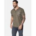 T-Shirt JAN VANDERSTORM "T-Shirt GODBERT", Herren, Gr. XXL, grün (khaki), Obermaterial: 100% Baumwolle CO., casual, comfort fit normal, Serafino, Kurzarm, Shirts, mit Serafino-Ausschnitt