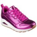 Sneaker SKECHERS "UNO-METALLIXS", Damen, Gr. 35, pink (magenta), Leder, metallic, sportlich, Schuhe, Keilsneaker, Plateausneaker, Schnürschuh, Halbschuh im Metallic-Look