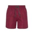 Badeshorts S.OLIVER, Herren, Gr. XXL, N-Gr, bunt (bordeaux, petrol), Recycling-Polyester, Microfaser, bedruckt, kontrastfarbene Details, Badehosen, mit Palmen-Design