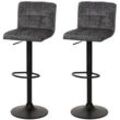 2er-Set Barhocker MCW-G87, Tresenhocker Barstuhl, höhenverstellbar drehbar, Stoff Chenille (465g/m²) MVG ~ dunkelgrau