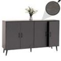 Sideboard MCW-N89, Kommode Schrank Highboard Anrichte, Fischgrätenmuster Melamin Holz, 88x150x40cm ~ Marmor-Optik grau