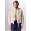 Steppjacke STREET ONE STUDIO, Damen, Gr. 36, beige (pearly sand), Stoff, Obermaterial: 87% Viskose, 13% Polyester; Futter: 100% Baumwolle, unifarben, casual, gerade normal, hoch geschlossener Ausschnitt, Langarm Bündchen, Jacken, mit Tunnelzug am Saum