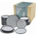 Teller-Set CREATABLE "Nordic Fjord", grau, 18 tlg., Steinzeug, Geschirr-Sets, je 6 Speiseteller 26 cm, Suppenteller 22,5 cm, Dessertteller 19,5 cm