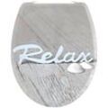 WC-Sitz WELLTIME "Relax", grau (hellgrau), B:37,5cm L:44,5cm, Duroplast, WC-Sitze, abnehmbar, Absenkautomatik, bruchsicher, kratzfest, Schnellverschluss