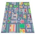 Kinderteppich PACO HOME "Bino 576", grau, B:100cm H:4mm L:200cm, Polyester, Teppiche, Kurzflor, Straßen-Spiel-Teppich, Kinderzimmer