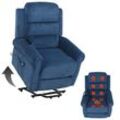 Fernsehsessel MCW-K63, Relaxsessel, Liegefunktion Aufstehhilfe Massage Heizfunktion, Stoff (220g/m²) Cord ~ blau