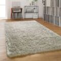 Paco Home - Hochflor Teppich Wohnzimmer Shaggy Pastell Einfarbig Weich Flauschig Langflor Grau, 120 cm Rund