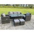 Lounge Rattan Gartenmöbel Set Steigender Verstellbarer Anhebender Esstisch Sets Gartensofa Sitzgruppe Liegestühle Fußhocker 7 Sitzer - Fimous