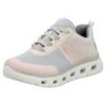 Sneaker RIEKER SPORT, Damen, Gr. 36, beige (hellbeige kombiniert), Textil, Lederimitat, sportlich, Schuhe, in veganer Verarbeitung, Freizeitschuh, Halbschuh, Schnürschuh