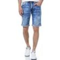 Shorts RUSTY NEAL "Ruben", Herren, Gr. M, EURO-Größen, blau, 98% Baumwolle, 2% Elasthan, unifarben, casual, Hosen, in tollem Jeans-Look