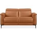 2-Sitzer PLACES OF STYLE "Lund", braun (cognac), B:160cm H:97cm T:100cm, Echtleder 100% Echtleder, Kunstleder 100% Polyurethan, Sofas, manueller od. elektrischer Relaxfunktion und USB