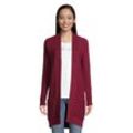 Longstrickjacke TOM TAILOR, Damen, Gr. XS (34), rot (bordeaux), Strick, Rippstrick, Ottomane, Obermaterial: 100% Baumwolle, unifarben, casual, figurumspielend Po-bedeckend, V-Ausschnitt, Langarm Bündchen, Strickjacken Longstrickjacke Strickjacke, aus Rippstrick mit aufgesetzten Taschen