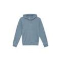 Hoodie S.OLIVER JUNIOR, Jungen, Gr. 134/140, blau (steel blau), Sweatware, Obermaterial: 65% Polyester, 35% Baumwolle, unifarben, regular fit, Langarm Bündchen, Sweatshirts, mit Print-Details