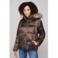 Outdoorjacke SOCCX, Damen, Gr. L, braun, Material: 100% Polyamid, Futter: 100% Polyamid, Füllung: 100% Polyester, Material: Kunstpelz: 63% Polyacryl, 37% Polyester, bedruckt, bestickt, casual, lässig geschnitten normal, Langarm eingesetzt Bündchen, Jacken, in leicht schimmernder Optik