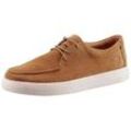 Slip-On Sneaker RIEKER EVOLUTION, Herren, Gr. 42, braun (hellbraun), Veloursleder, sportlich, Schuhe, Bootsschuh, Slipper, Freizeitschuh mit herausnehmbarer Innensohle