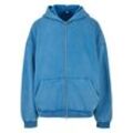 Sweatjacke URBAN CLASSICS "Urban Classics Herren Heavy Stone Washed 90's Zip Hoodie", Herren, Gr. L, blau (royal), 70% Baumwolle, 30% Polyester, unifarben, Langarm, Sweatjacken