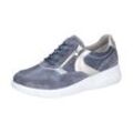 Keilsneaker WALDLÄUFER "K-FUNKY", Damen, Gr. 5,5 (38,5), blau (jeansblau, taupe), Veloursleder, Nappaleder, kontrastfarbene Details, sportlich, Schuhe Sneaker, Schnürschuh, Halbschuh, Komfortschuh, Reißverschluss, K-Weite