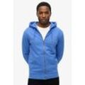 Kapuzensweatjacke SUPERDRY "ESSENTIAL LOGO ZIP HOODIE HB", Herren, Gr. L, blau (chambray blau), angeraute Sweatware, Obermaterial: 80% Baumwolle, 20% Polyester, unifarben, modisch, slim fit, Langarm Rippbündchen, Sweatjacken