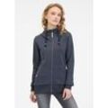 Kapuzensweatjacke RAGWEAR "NESKIA ZIP", Damen, Gr. L (40), blau (navy), Sweatware, Obermaterial: 70% Baumwolle, 30% Polyester, unifarben, casual, regular fit, Langarm Rippbündchen, Sweatjacken