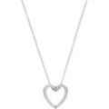 Kette mit Anhänger LEONARDO "Halskette Dolores, 024914, 024915", silber (edelstahlfarben, kristallweiß), Halsketten, Damen, Edelstahl, L: 50cm B: 2mm, mit Zirkonia (synth.), B:2mm