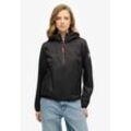 Outdoorjacke SUPERDRY "HOODED LOGO WINDBREAKER JACKET", Damen, Gr. L, schwarz, Web, Obermaterial: 100% Nylon, unifarben, casual, Langarm, Jacken