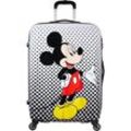 Hartschalen-Trolley AMERICAN TOURISTER "Disney Legends, Mickey Mouse Polka Dots, 75 cm", Gr. B/H/T: 52,5cm x 75cm x 31cm 88 l, bunt (mickey mouse polka dots), Polycarbonat, Koffer, Kinderreisekofferr Reisekoffer Aufgabegepäck Zahlenschloss