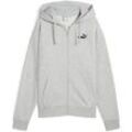 Sweatjacke PUMA "ESS Small No. 1 Logo Comfort Hoodie mit durchgehendem", Damen, Gr. XL, grau (light gray heather), Obermaterial: 68% Baumwolle, 32% Polyester; Kapuzenfutter: 100% Baumwolle; Rippe: 3% Elasthan, 97% Baumwolle, Sweatjacken